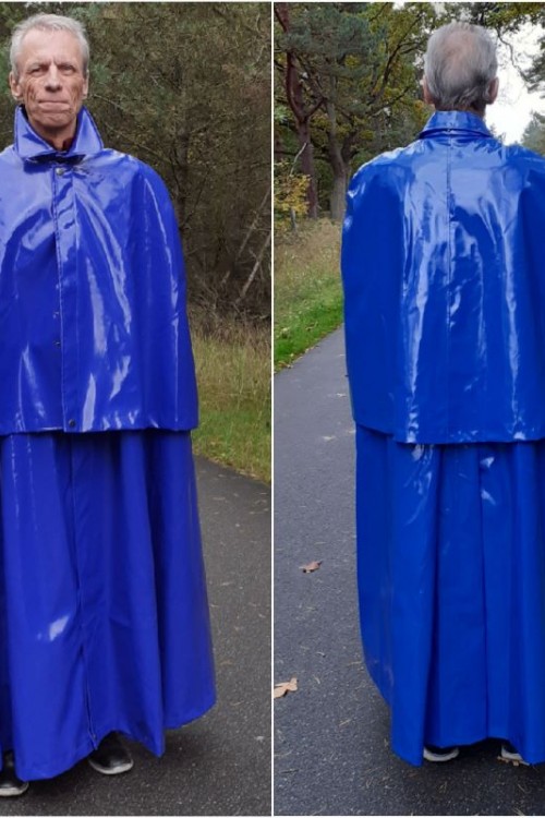 Maßanfertigung-Lack Cape mit Stehkragen