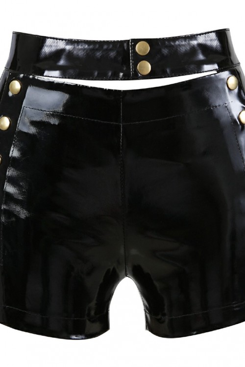 Lackina: Dame Lack Pants mit Knöpfen , Gr. S-4XL